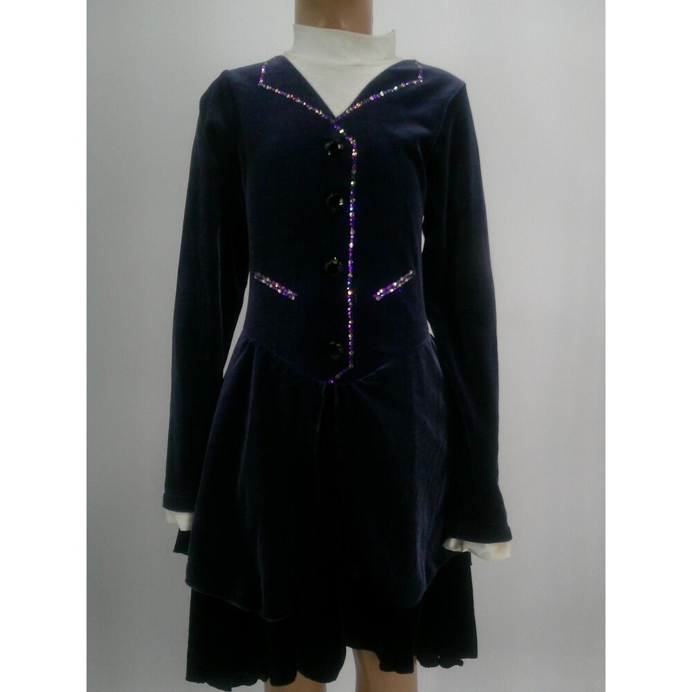 Dance Costume Unbranded   Large Child Blue Rhinestone Dress Jazz School Uniform